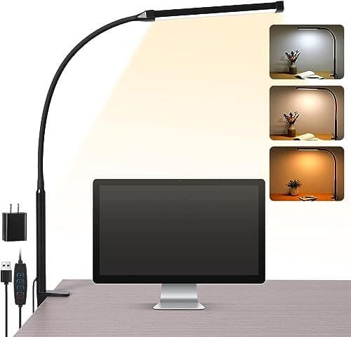 LED Clamp Desk Lamp (3 Modes, 10 Brightness)